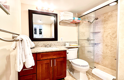 Remodeled Travertine Bathroom                     