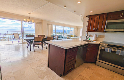 Kitchen w/ Stainless Appliances and Views