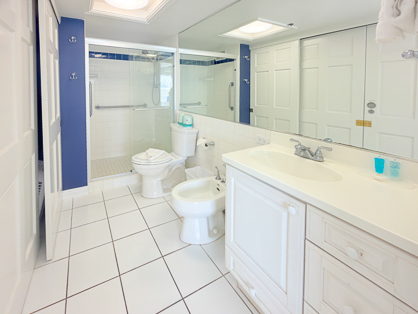 Large Bathroom with Walk-In Shower and Bidet