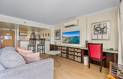 Spacious Living Area with Desk