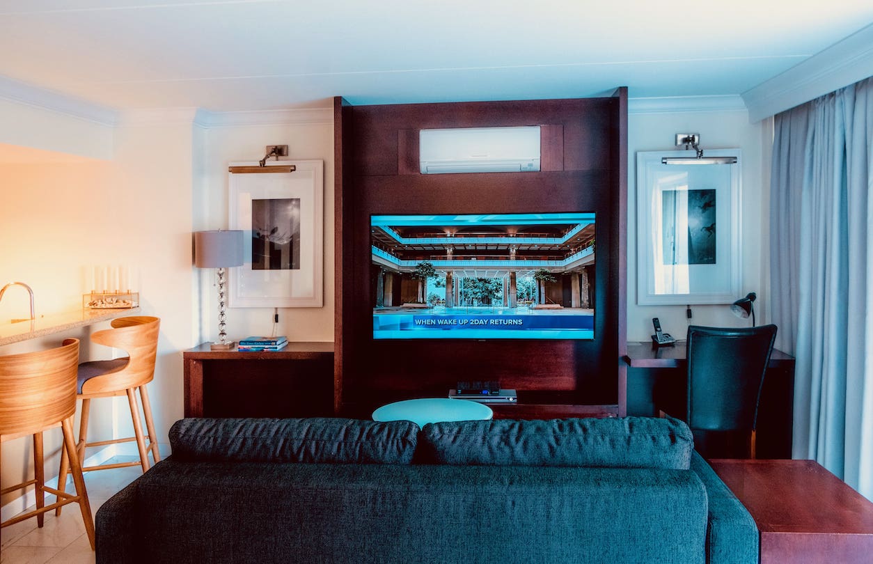 Modern living area- 65 inch Smart TV              