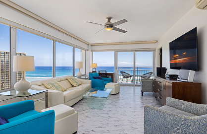 Spacious Living Room Area with Sofa Bed and Chairs