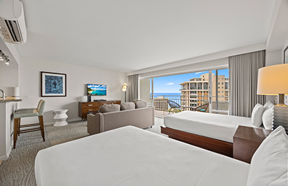 Two Full Beds with Bright Window Views