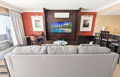 Internet Desk - Flat Screen TV - Sofa Bed         