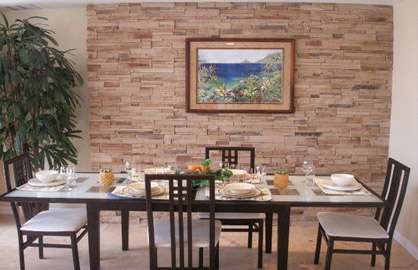 Dining Area with Custom Rock                      